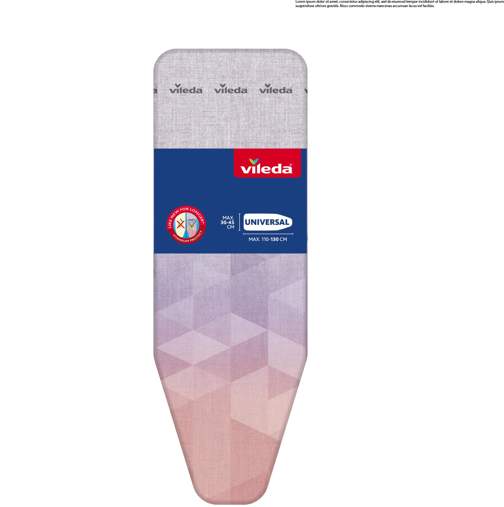 Vileda Diamond Bügelbrettbezug für Dampfbügeleisen, titanbeschichtete heat-resistant Bügelauflage, Universalgröße 120-13